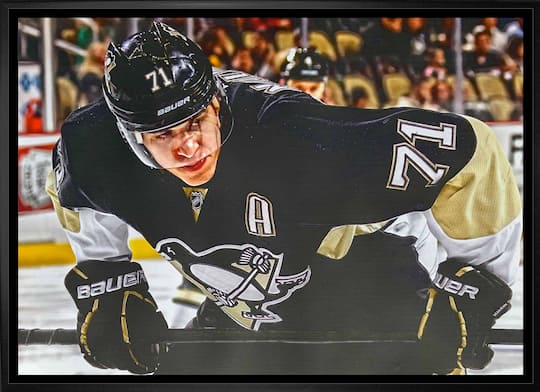 Evgeni Malkin Pittsburgh Penguins Framed 20" x 29" Faceoff Canvas 31.5" x 22.5"